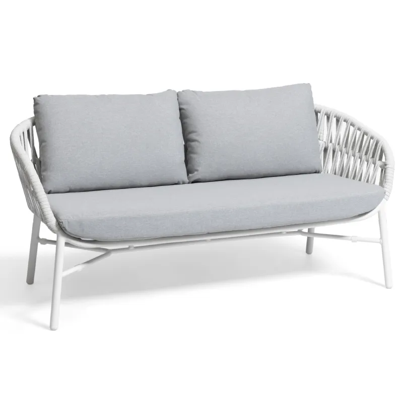 Manila 2 seater sofa white/silver (Lounge sets)