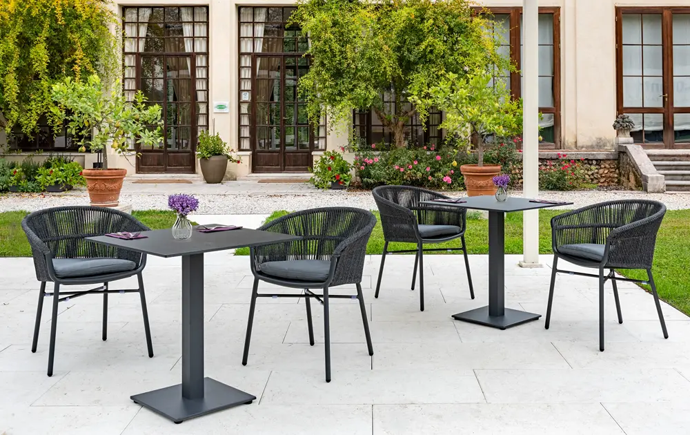 Chairs and armchairs for outdoor use